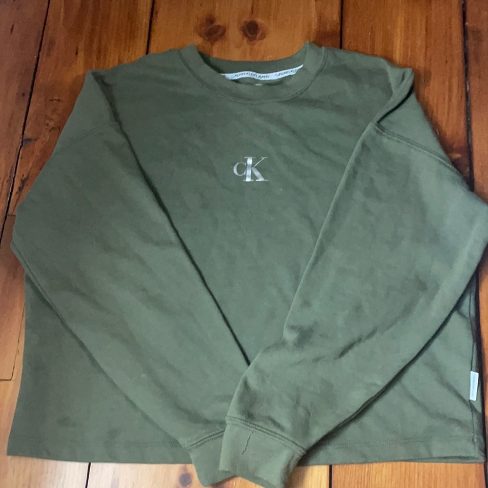 Calvin Klein Fit monogram logo Green Crewneck